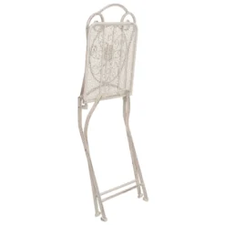 Set giardino Bistrot Tavolo rotondo 60 cm e 2 sedie richiudibili in metallo Bianco Decapato