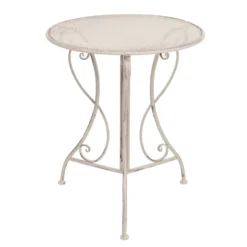 Set giardino Bistrot Tavolo rotondo 60 cm e 2 sedie richiudibili in metallo Bianco Decapato