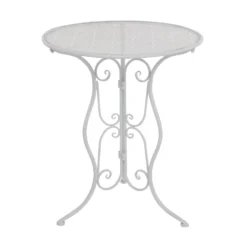 Set giardino Bistrot Tavolo rotondo 60 cm e 2 sedie richiudibili in metallo Bianco Design Liberty