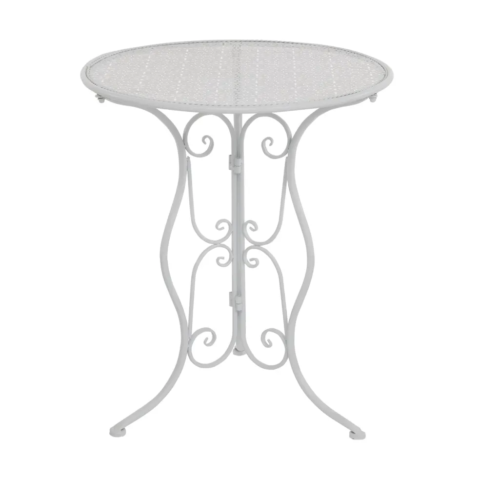 Set giardino Bistrot Tavolo rotondo 60 cm e 2 sedie richiudibili in metallo Bianco Design Liberty