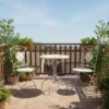 Set giardino Bistrot tavolo rotondo 60 cm e 2 sedie in metallo Bianco e Top in ceramica decorata con motivi floreali