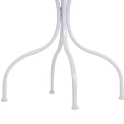 Set giardino Bistrot tavolo rotondo 60 cm e 2 sedie in metallo Bianco e Top in ceramica decorata con motivi floreali