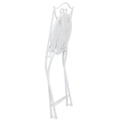 Set giardino Bistrot tavolo rotondo 60 cm e 2 sedie in metallo Bianco e Top in ceramica decorata con motivi floreali