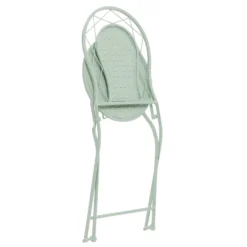 Set giardino Bistrot Tavolo rotondo 70 cm e 2 sedie richiudibili in metallo Verde