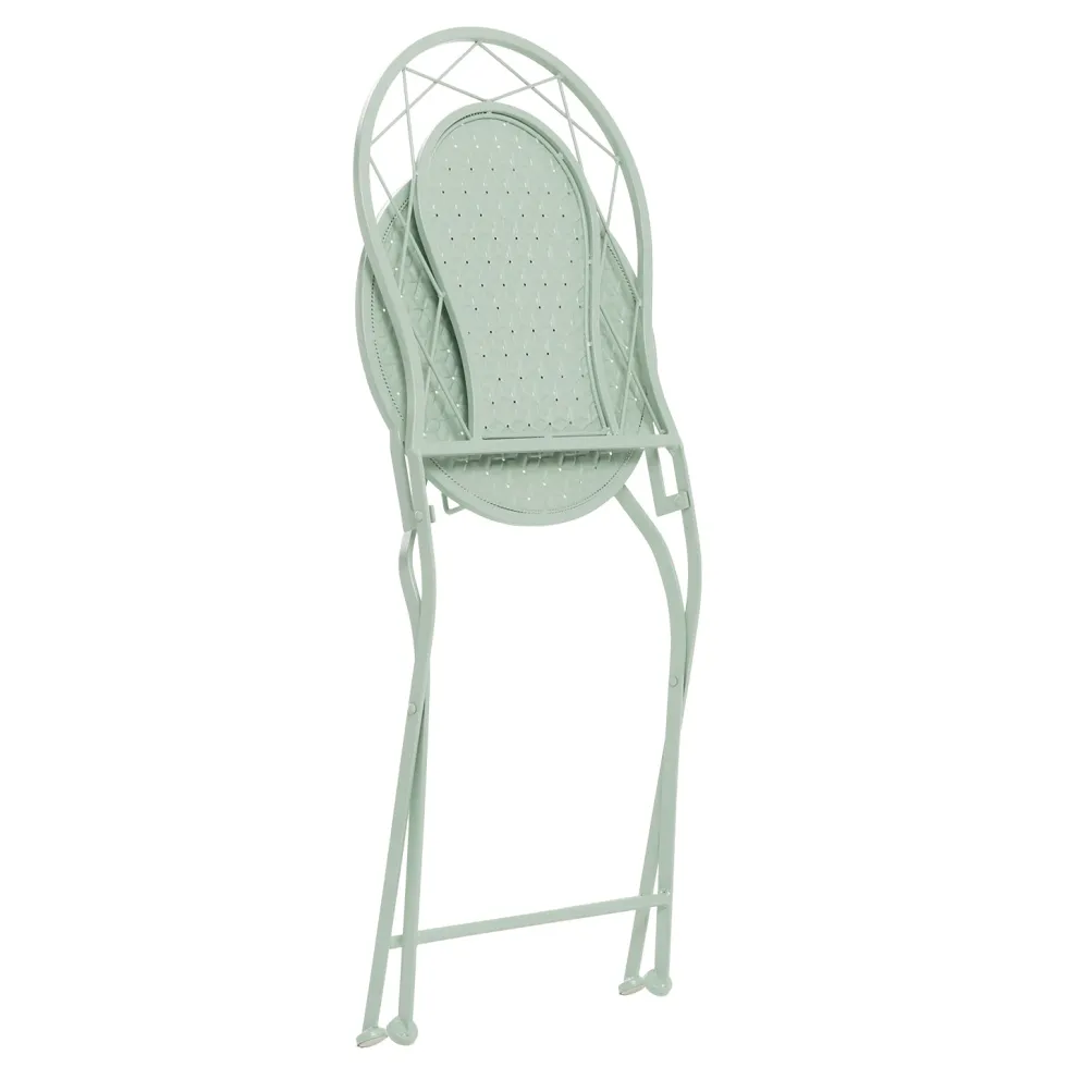 Set giardino Bistrot Tavolo rotondo 70 cm e 2 sedie richiudibili in metallo Verde