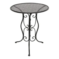 Set giardino Bistrot Tavolo rotondo 60 cm e 2 sedie richiudibili in metallo Nero Design Liberty