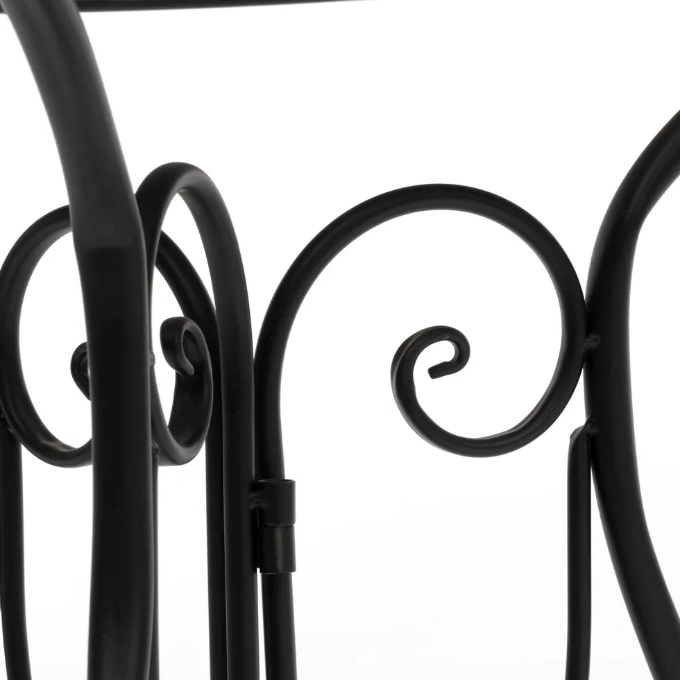 Set giardino Bistrot Tavolo rotondo 60 cm e 2 sedie richiudibili in metallo Nero Design Liberty