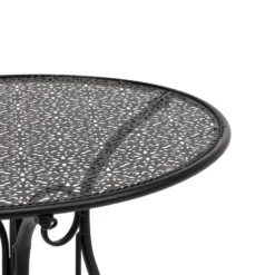 Set giardino Bistrot Tavolo rotondo 60 cm e 2 sedie richiudibili in metallo Nero Design Liberty