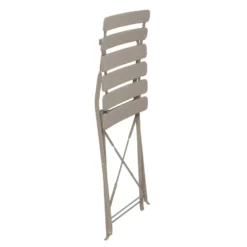 Set giardino Bistrot tavolo 60x60 cm e 2 sedie pieghevoli in acciaio Tortora