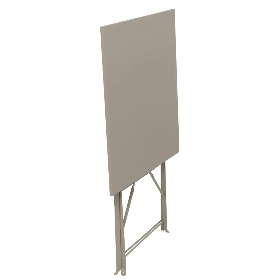 Set giardino Bistrot tavolo 60x60 cm e 2 sedie pieghevoli in acciaio Tortora
