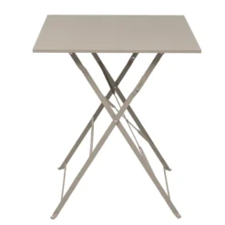 Set giardino Bistrot tavolo 60x60 cm e 2 sedie pieghevoli in acciaio Tortora