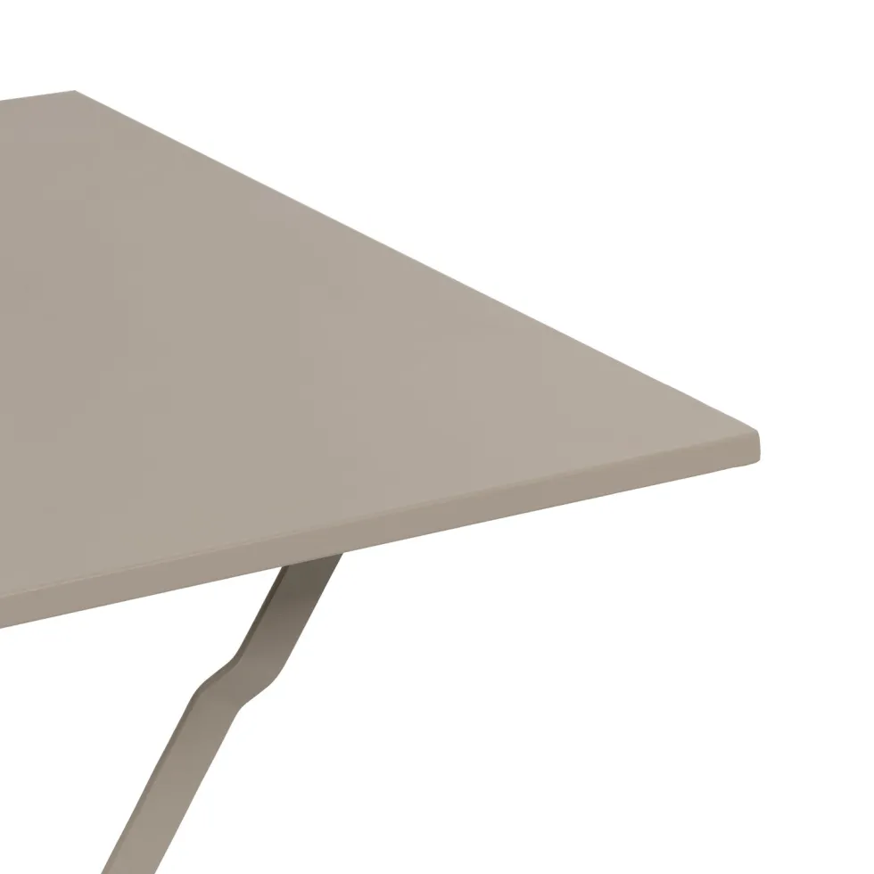Set giardino Bistrot tavolo 60x60 cm e 2 sedie pieghevoli in acciaio Tortora