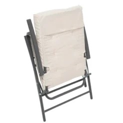 Set giardino Tavolo 45x45 cm e 2 sedie in acciaio Antracite Richiudibili con Cuscini Ècru