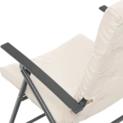 Set giardino Tavolo 45x45 cm e 2 sedie in acciaio Antracite Richiudibili con Cuscini Ècru