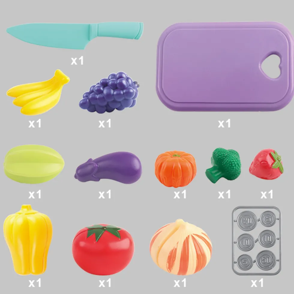 Set Gioco Frutta Shopping/Spesa & Griglia 17 Pezzi Educativi