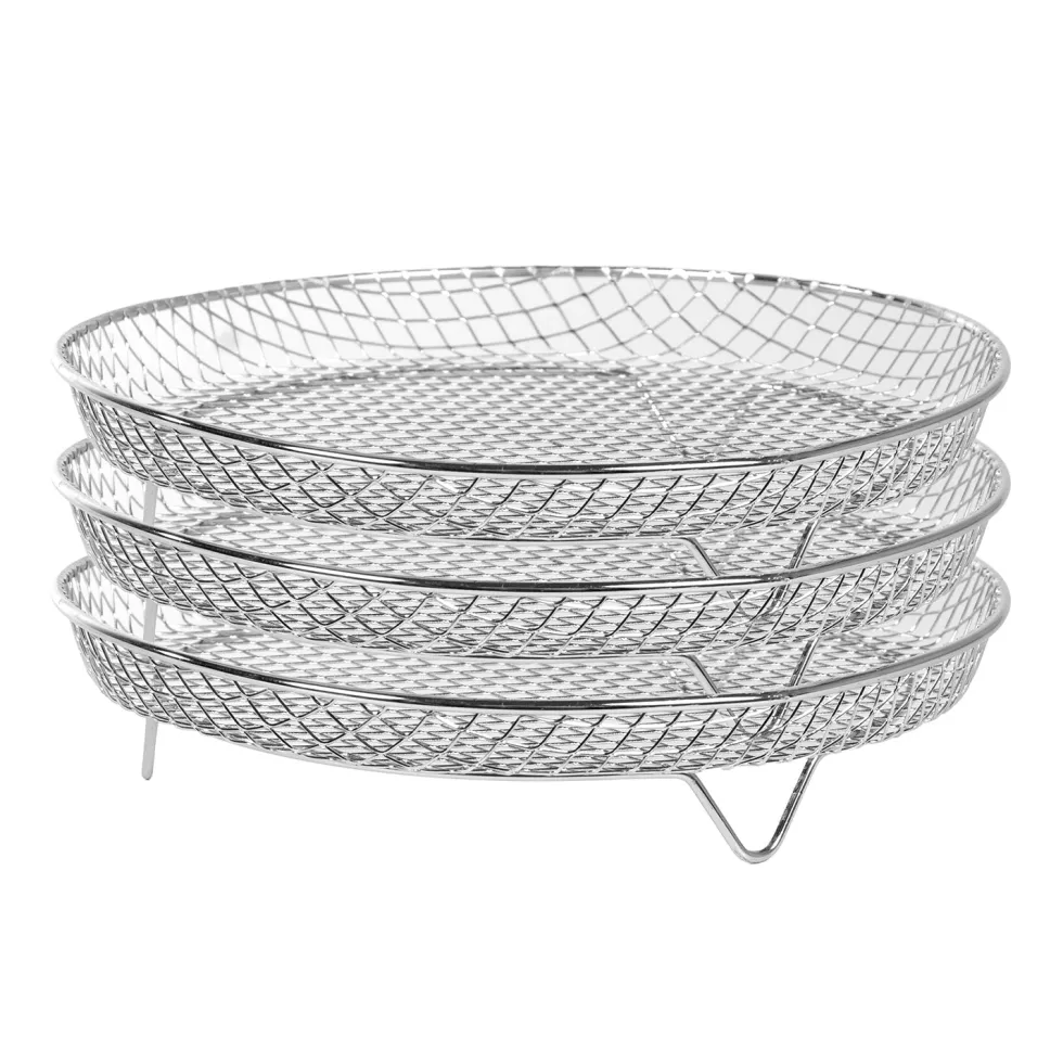 Set 3 Griglie in Acciaio Inox per Friggitrice ad Aria h4,5 cm diametro 20 cm