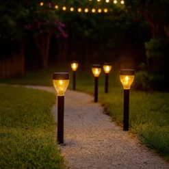 Set 5 Lampade Solari LED da Giardino con Picchetto Luce Calda