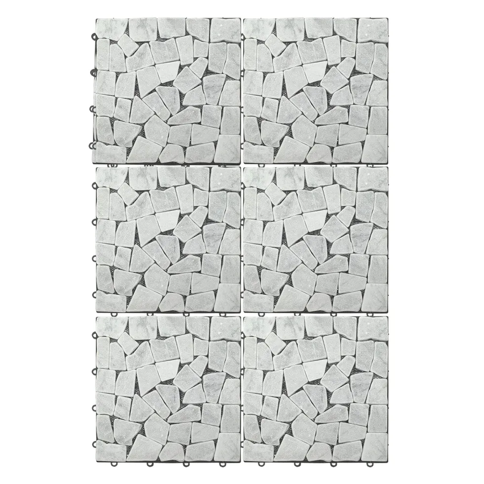 Set 6 mattonelle ad Incastro in pietra Bianca 30x30cm