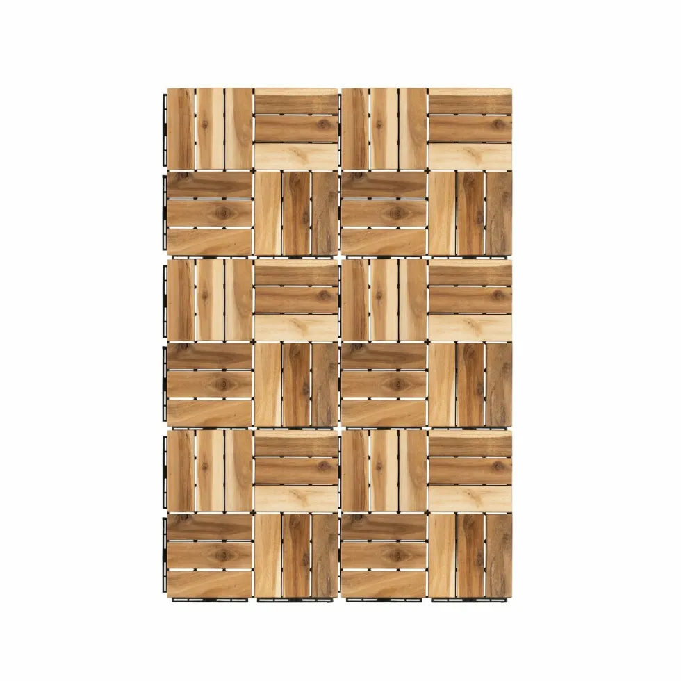 Set 6 mattonelle in legno di Acacia Naturale 30x30cm