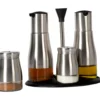 Set menage 4 contenitori in acciaio inox con stand