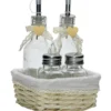 Set Menage 4 Pezzi in Vetro con Cesto