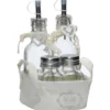 Set Menage 4 pezzi Oliera, Sale e Pepe in vetro con cestino shabby chic