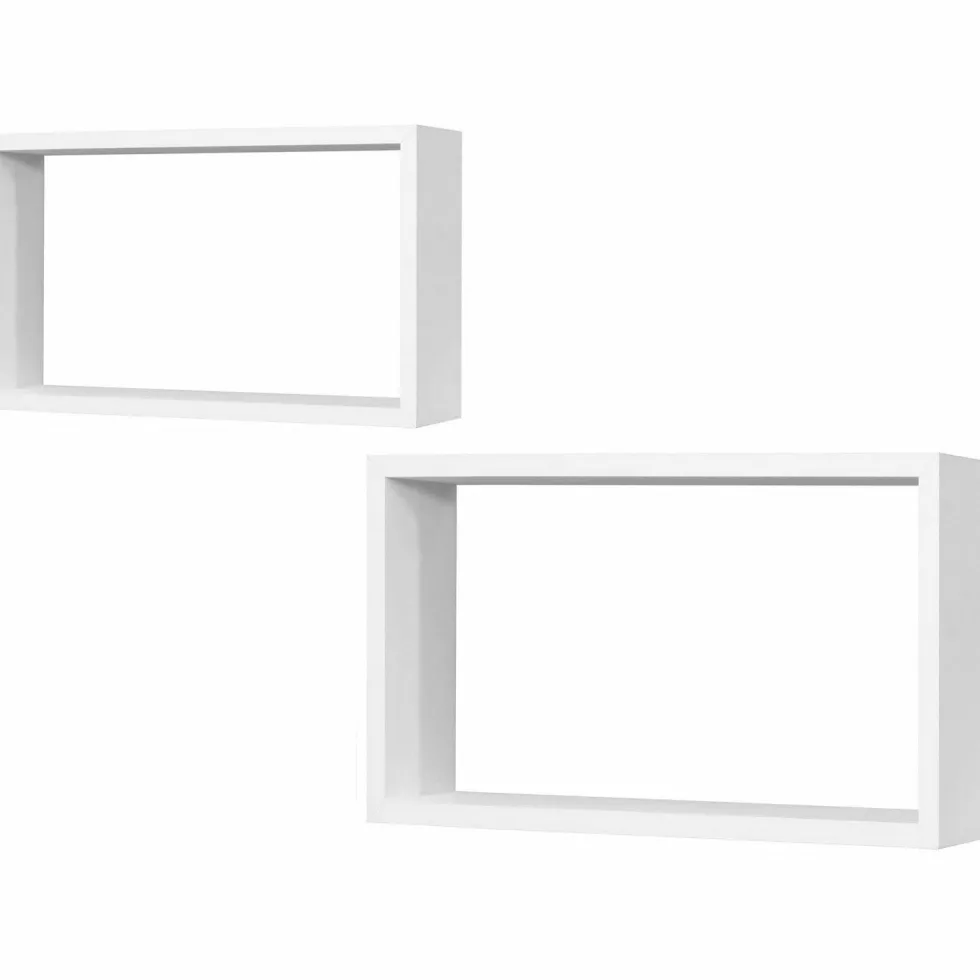 Set Mensole da Parete in Legno Bianco 2 Pezzi