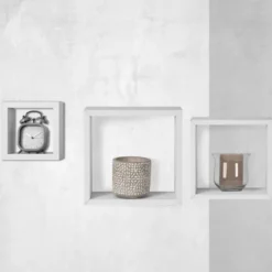 Set Mensole da Parete in Legno Bianco 3 Pezzi