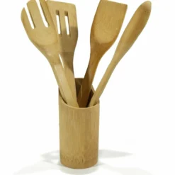 Set 4 Mestoli in bamboo con contenitore