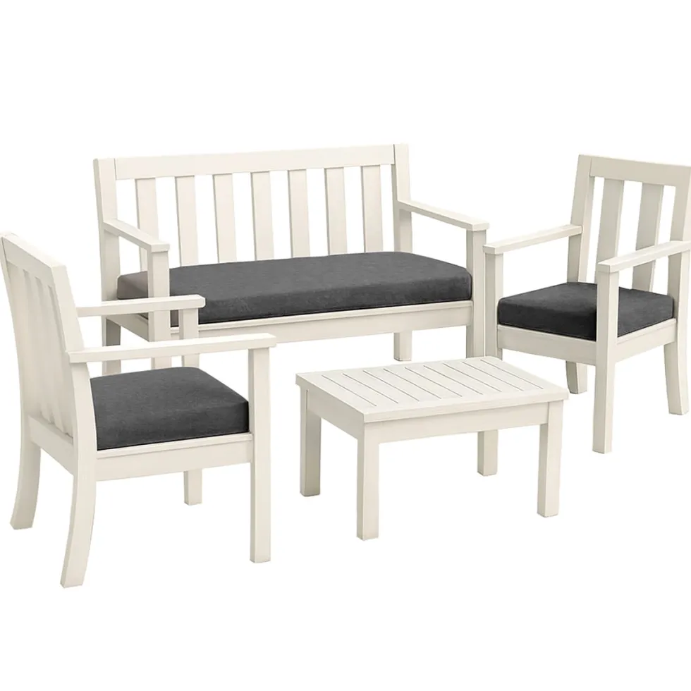 Set 3 Pezzi Cuscini Divanetto da Giardino Sfoderabili Grigio