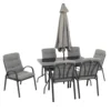 Set Tavolo da Giardino 6 Sedie con Ombrellone Grigio
