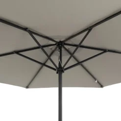 Set Tavolo da Giardino 6 Sedie con Ombrellone Grigio