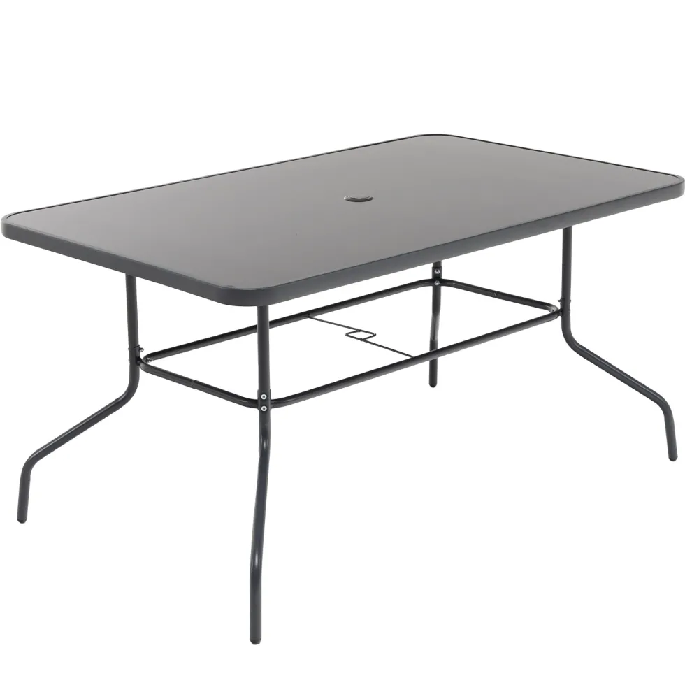 Set Tavolo da Giardino 6 Sedie con Ombrellone Grigio