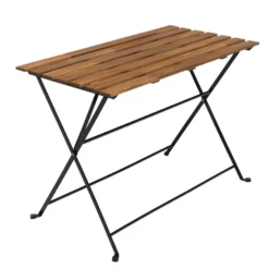 Set Tavolo da Giardino 4 Sedie Richiudibili in Legno di Acacia e Metallo