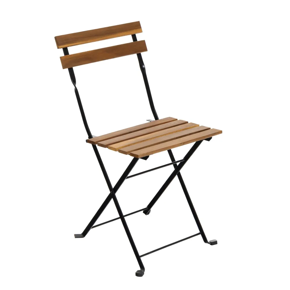 Set Tavolo da Giardino 4 Sedie Richiudibili in Legno di Acacia e Metallo
