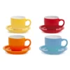 Set 4 Tazze con Piattini in Stoneware Colorate 27 cl
