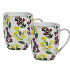 Set 2 Tazze in Porcellana Decorata Multicolor 33 cl