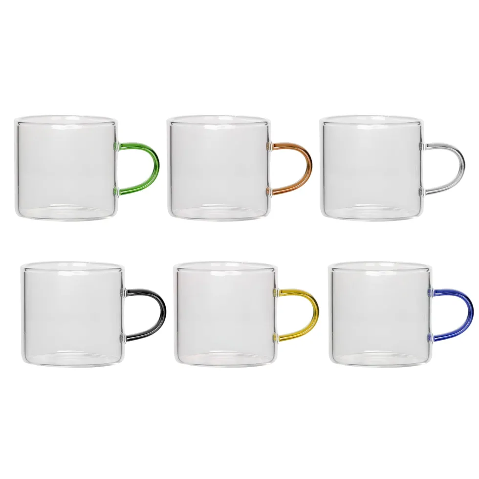 Set 6 Tazzine da Caffè Coffee Break in Vetro Borosilicato 9 cl