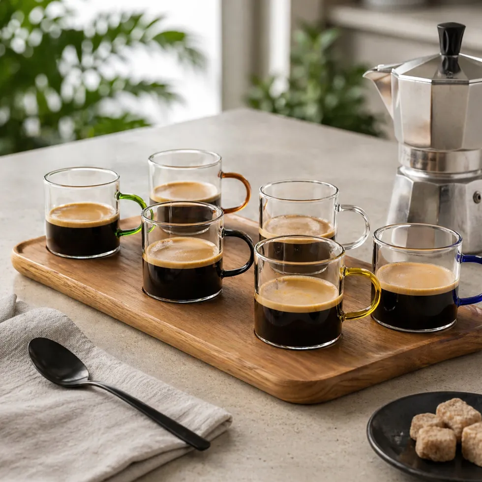 Set 6 Tazzine da Caffè Coffee Break in Vetro Borosilicato 9 cl