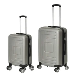 Set 2 Trolley Semirigido Grigio in ABS con 4 ruote