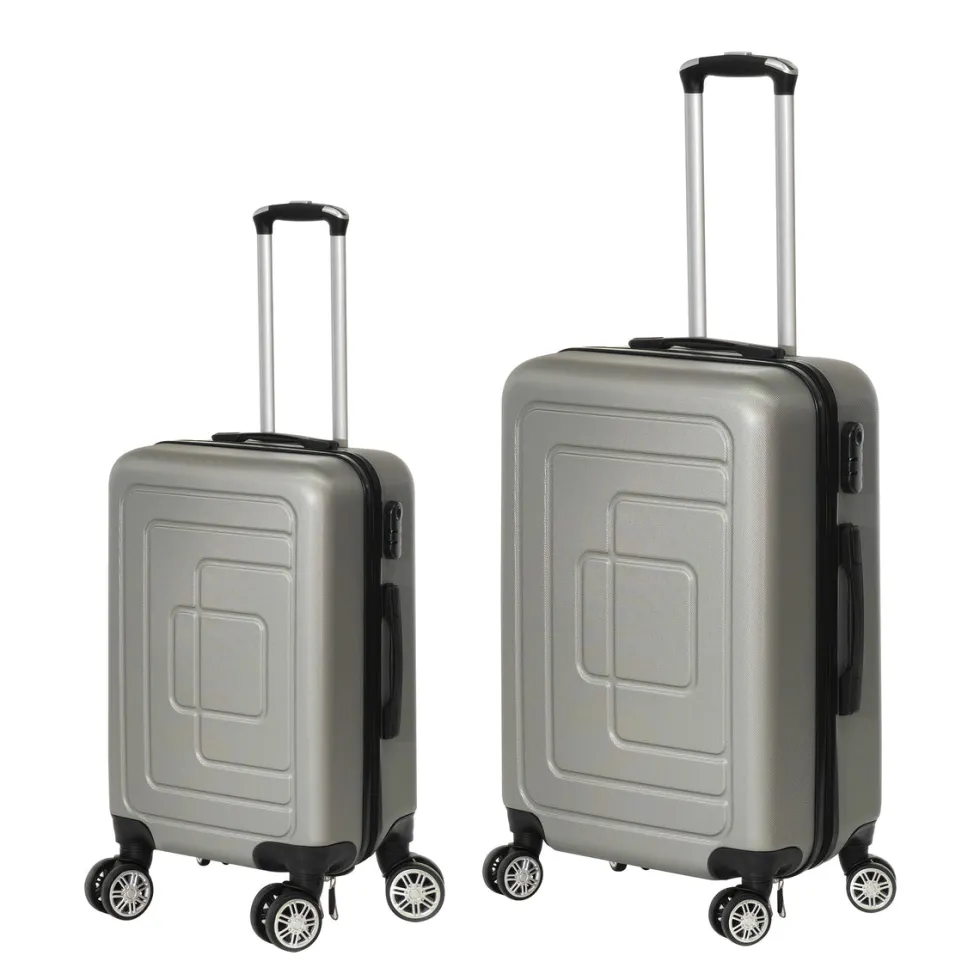 Set 2 Trolley Semirigido Grigio in ABS con 4 ruote