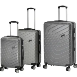 Set 3 Trolley Semirigido Grigio in ABS con 4 ruote