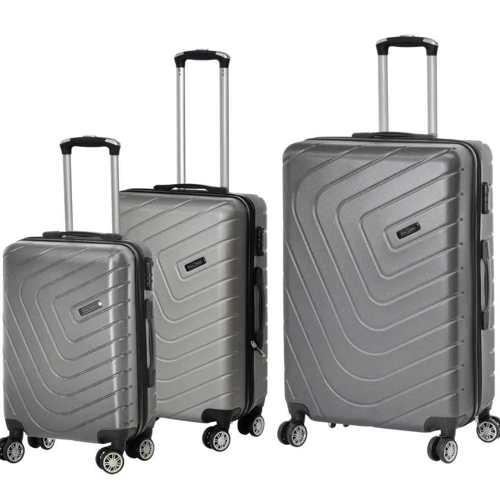 Set 3 Trolley Semirigido Grigio in ABS con 4 ruote