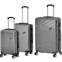 Set 3 Trolley Semirigido Grigio in ABS con 4 ruote
