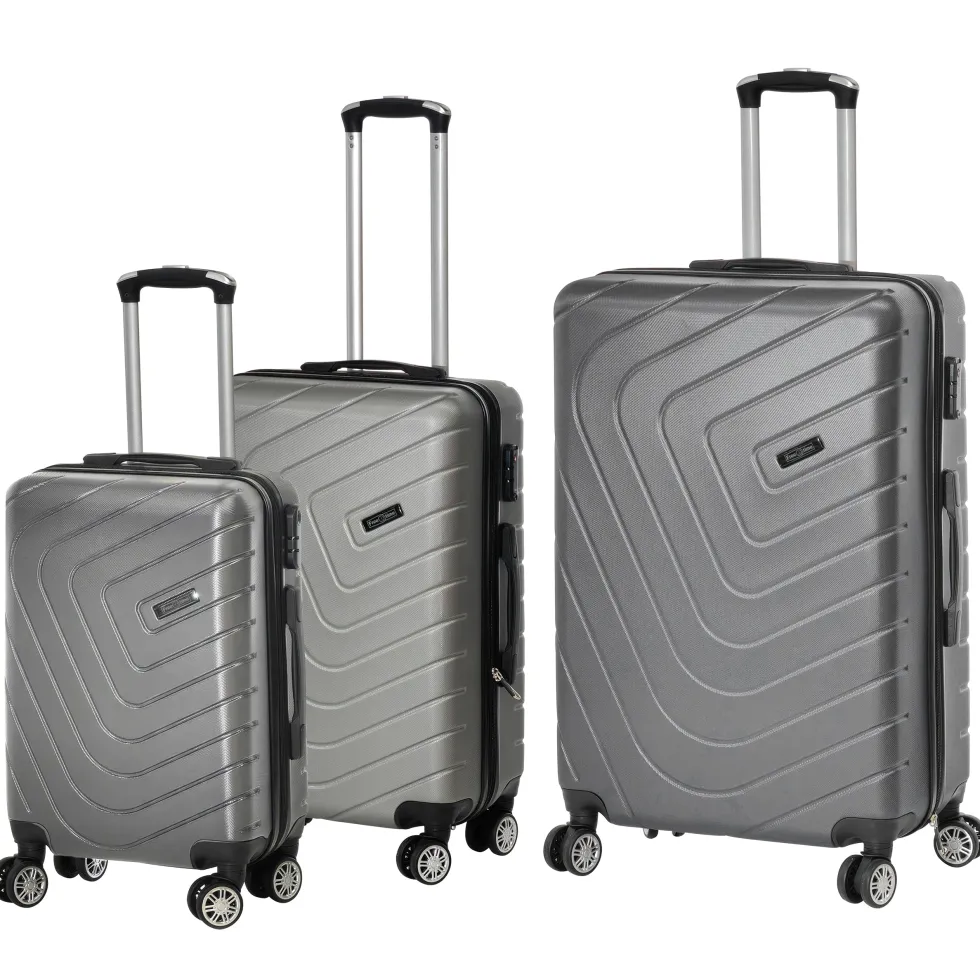 Set 3 Trolley Semirigido Grigio in ABS con 4 ruote