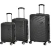Set 3 Trolley Semirigido in ABS con 4 ruote Nero