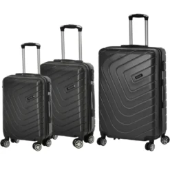 Set 3 Trolley Semirigido in ABS con 4 ruote Nero