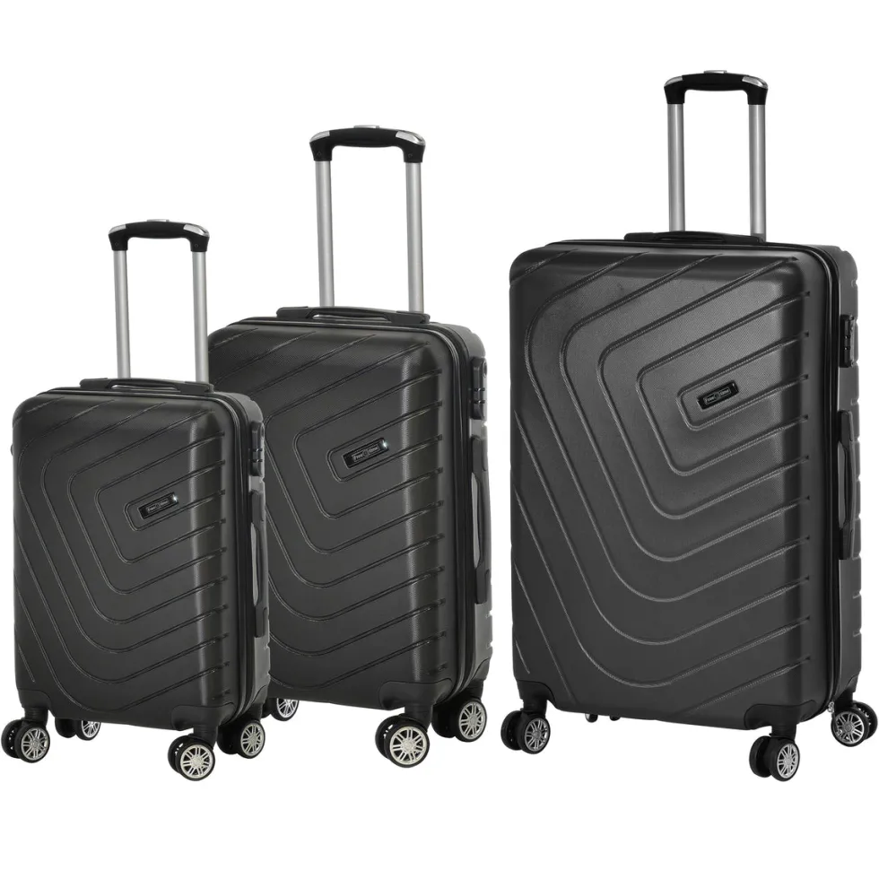 Set 3 Trolley Semirigido in ABS con 4 ruote Nero