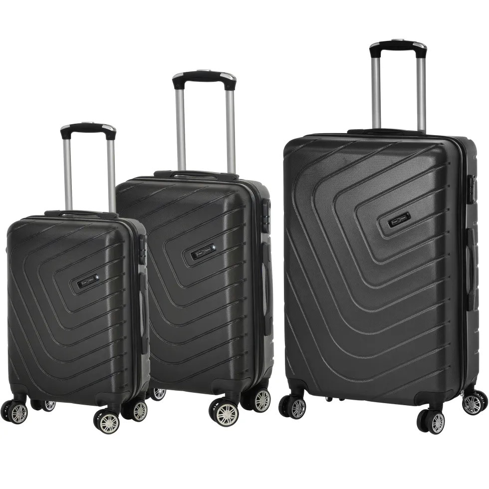 Set 3 Trolley Semirigido in ABS con 4 ruote Nero