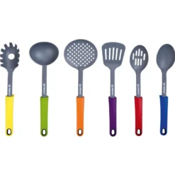 Set Utensili da Cucina in Nylon con Stand Grigio 7 Pezzi